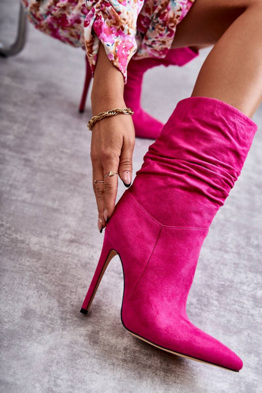 Rožiniai ilgaauliai batai Laguna