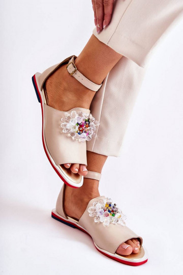 Smėlio spalvos sandalai su...