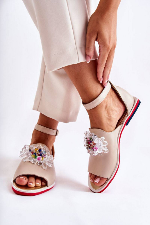 Smėlio spalvos sandalai su...