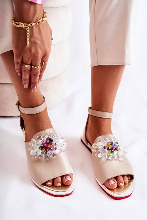 Smėlio spalvos sandalai su...