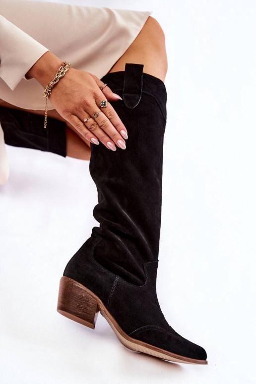 Juodi ilgaauliai batai su kulniukais