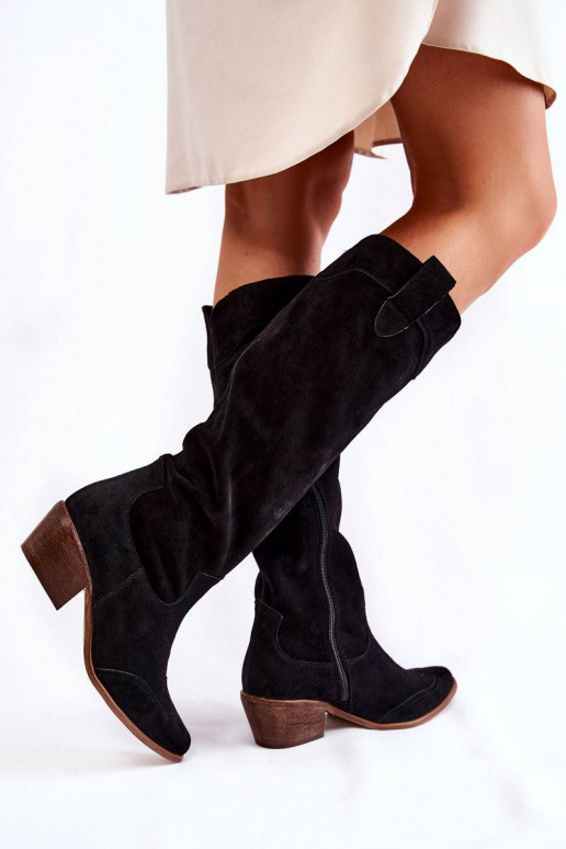 Juodi ilgaauliai batai su kulniukais