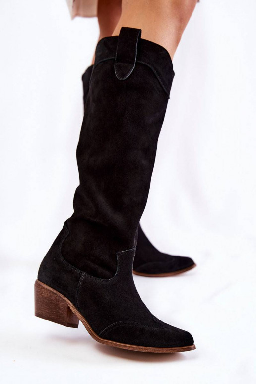 Juodi ilgaauliai batai su kulniukais