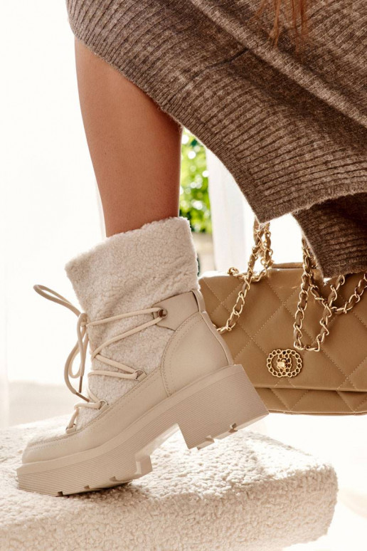 Smėlio spalvos aulinukai sniego batai...