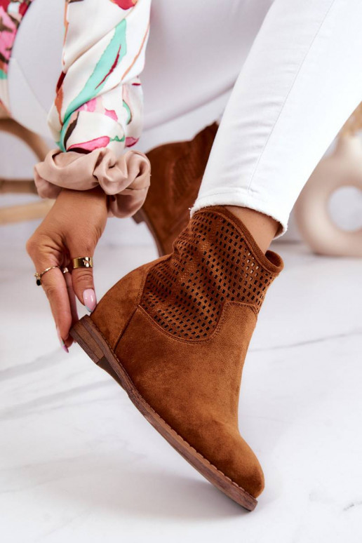 Zomšiniai aulinukai rudos spalvos su...