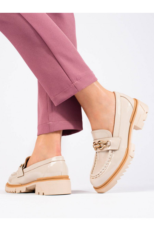 Smėlio spalvos pusbačiai su aukso...