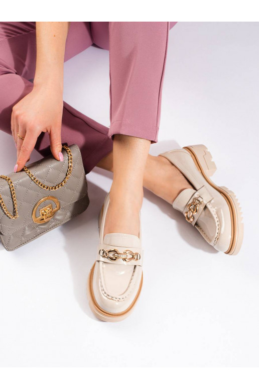 Smėlio spalvos pusbačiai su aukso...