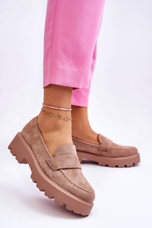 Mokasinai iš zomšos smėlio spalvos...