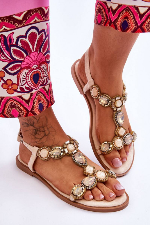 Lygiapadės basutės su akmenukų...