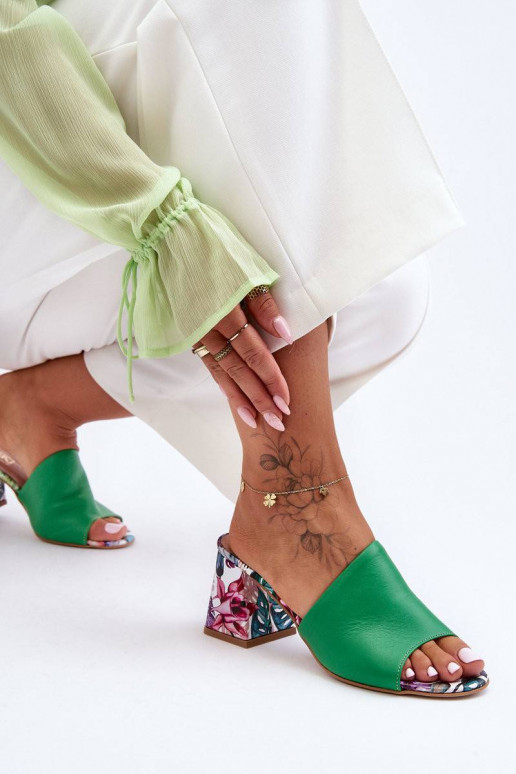 Žalios spalvos odinės šlepetės Shoes...