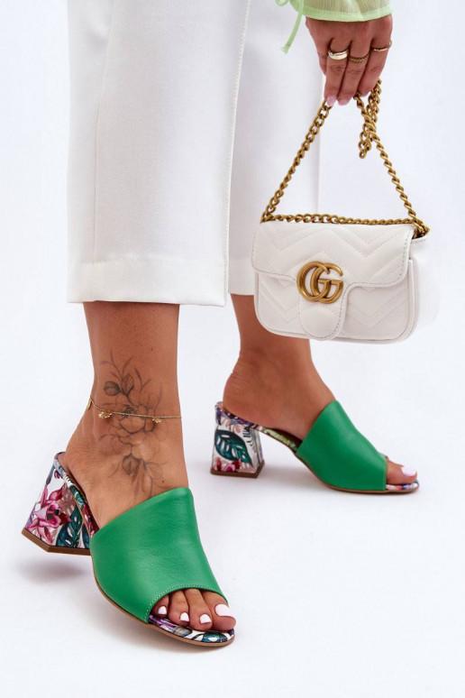 Žalios spalvos odinės šlepetės Shoes...