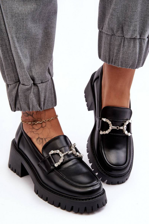 Mokasinai su plačiu kulnu juodos...