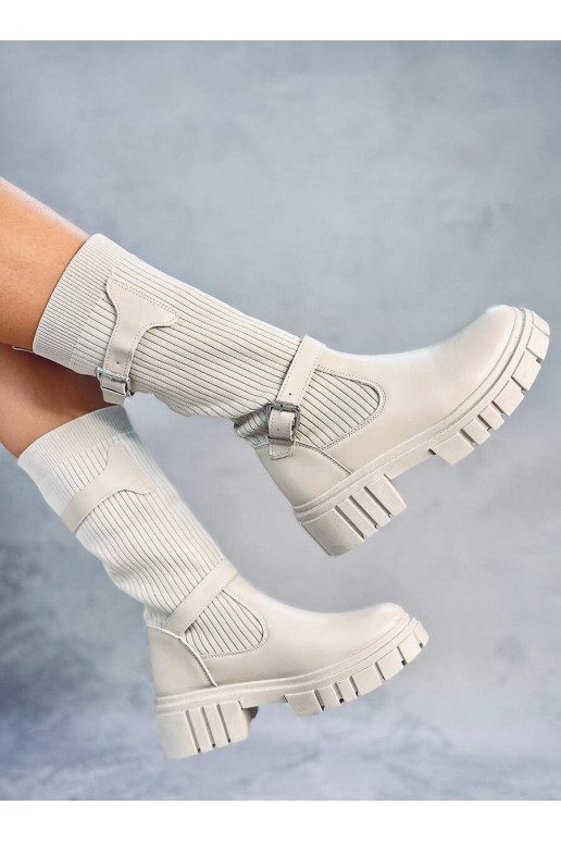 Ilgaauliai batai smėlio spalvos RHEA...