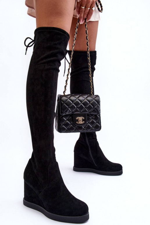 zomšiniai ilgaauliai batai juodos...