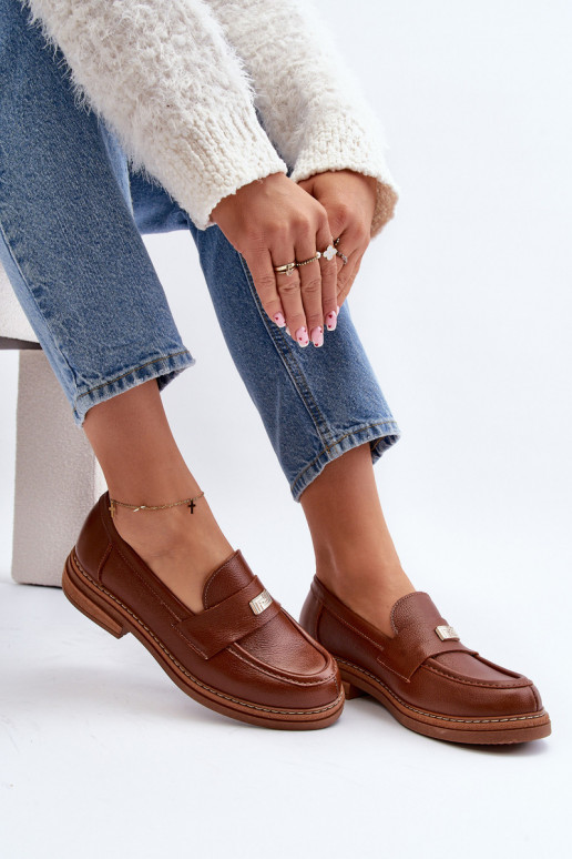 Moteriški mokasinai rudos spalvos