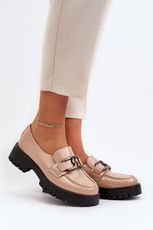 Lakuoti mokasinai smėlio spalvos Santtes