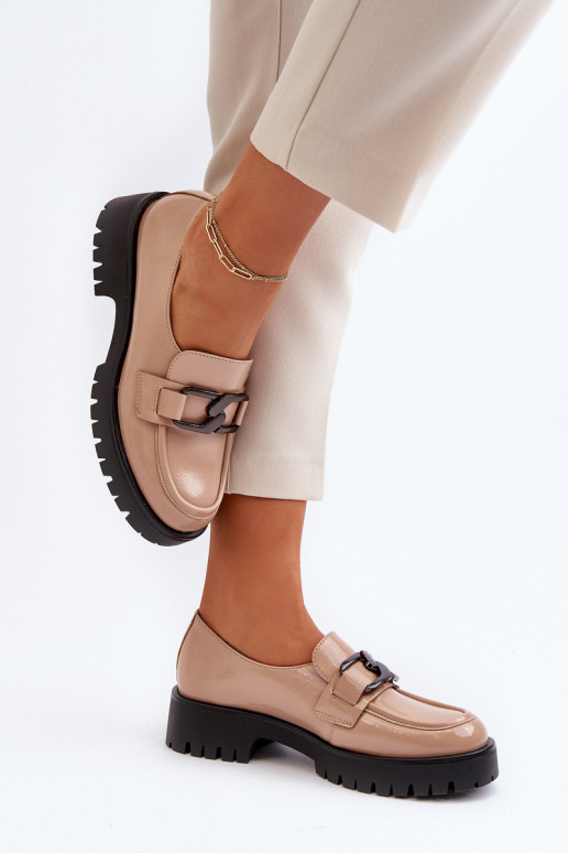 Lakuoti mokasinai smėlio spalvos Santtes