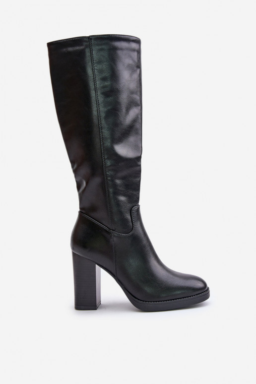 Aukštakulniai batai iki kelių, juodi...