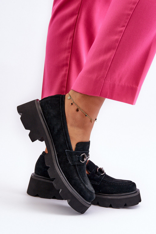 Moteriški mokasinai iš zomšos juodos...