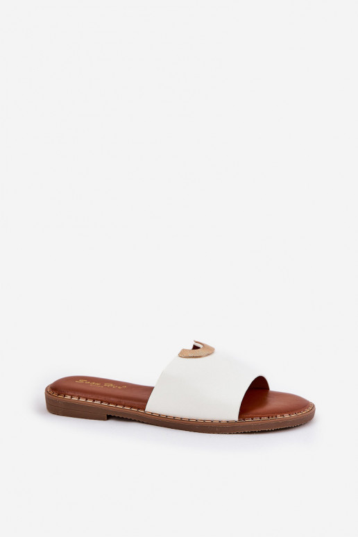 Moteriškos baltos spalvos šlepetės iš...