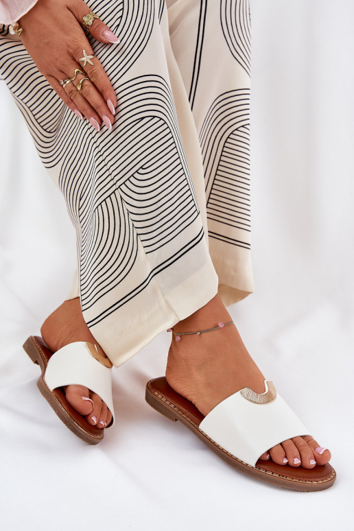 Moteriškos baltos spalvos šlepetės iš...