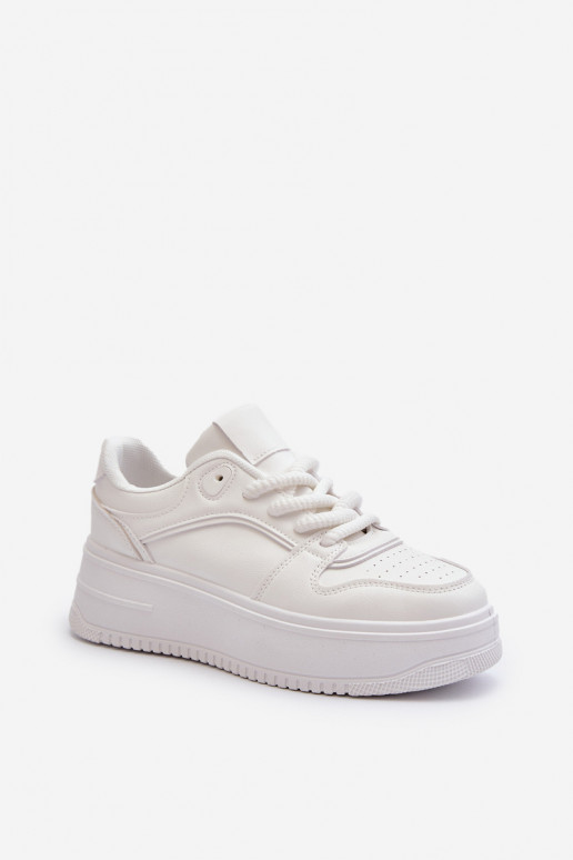 Baltos spalvos sneakers modelio batai su platforma iš dirbtinės odos Vhisper