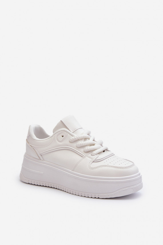 Baltos spalvos sneakers modelio batai su platforma iš dirbtinės odos Vhisper