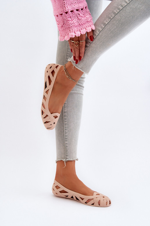 Nude spalvos guminės balerinukės Salam