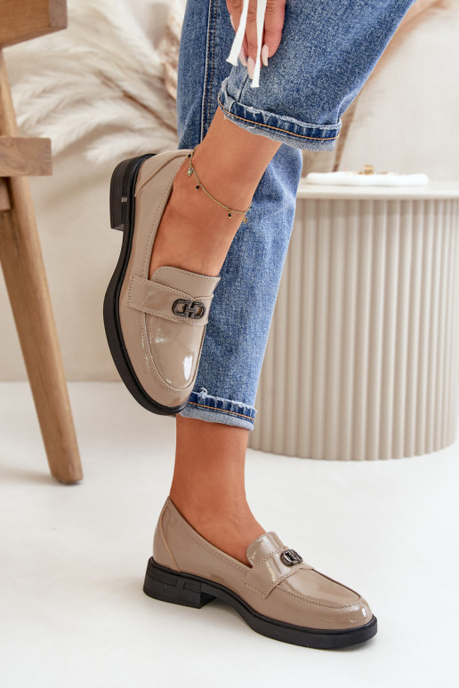 Lakuoti odiniai mokasinai smėlio...