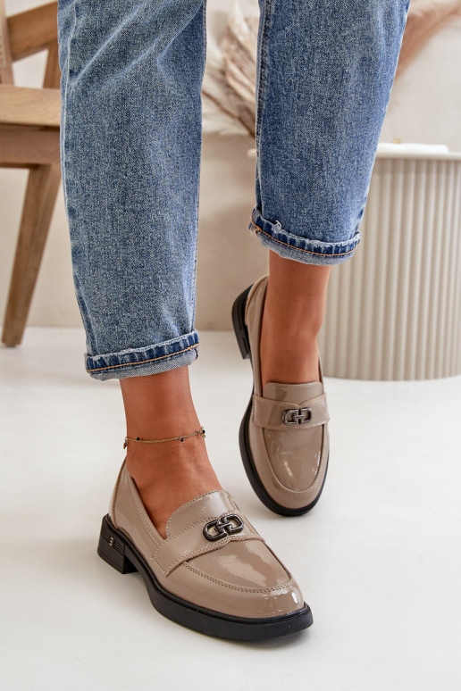 Lakuoti odiniai mokasinai smėlio...