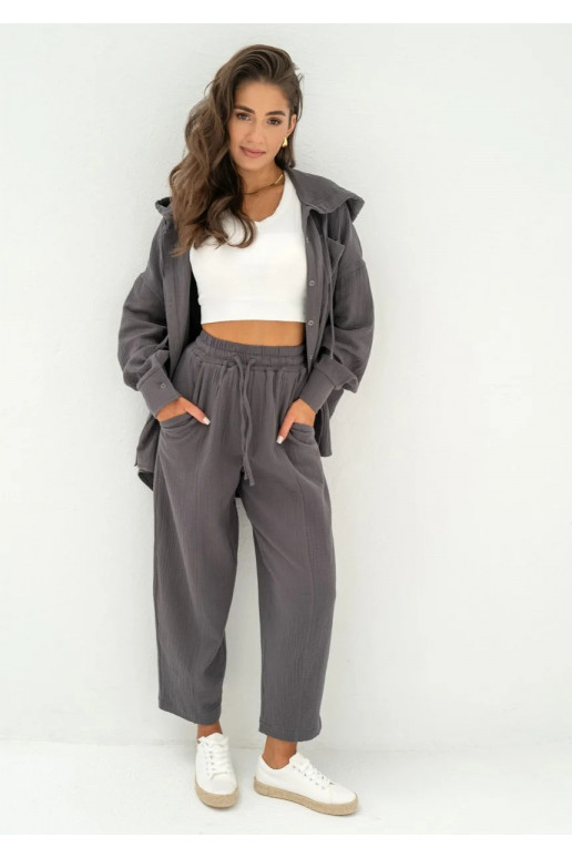 Bloow - pilkos muslino kelnės Bloow - pilkos muslino kelnės