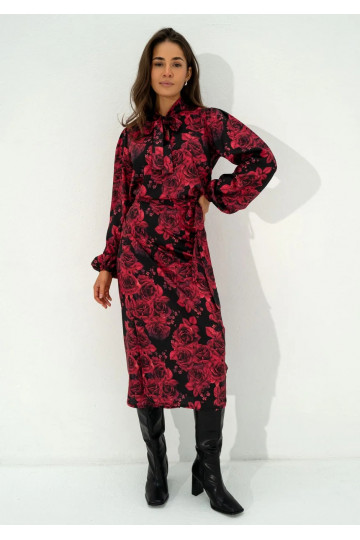 Kinsley - bordo spalvos margas sijonas 2