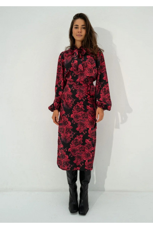 Kinsley - bordo spalvos margas sijonas
