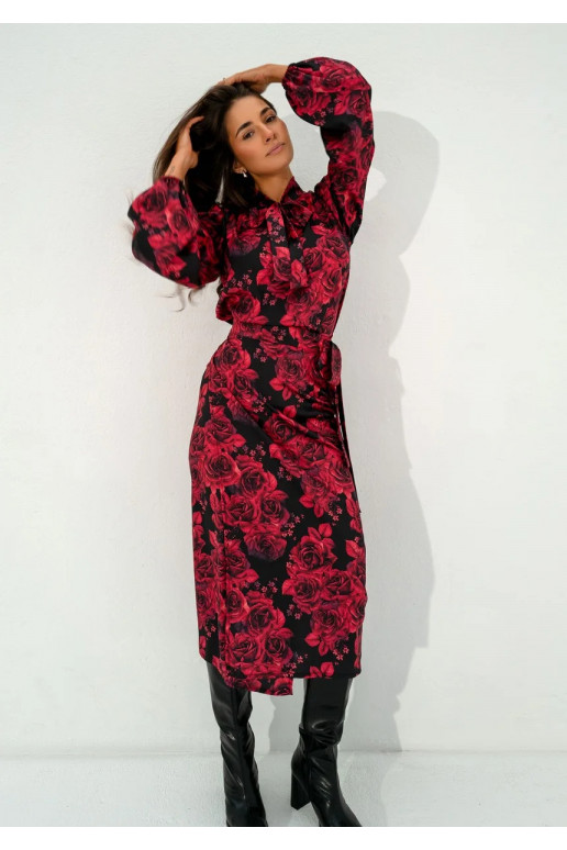 Kinsley - bordo spalvos margas sijonas Kinsley - bordo spalvos margas sijonas