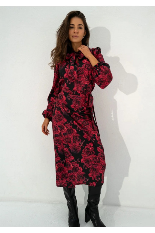 Kinsley - bordo spalvos margas sijonas