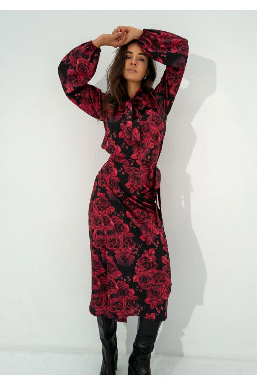 Kinsley - bordo spalvos margas sijonas Kinsley - bordo spalvos margas sijonas