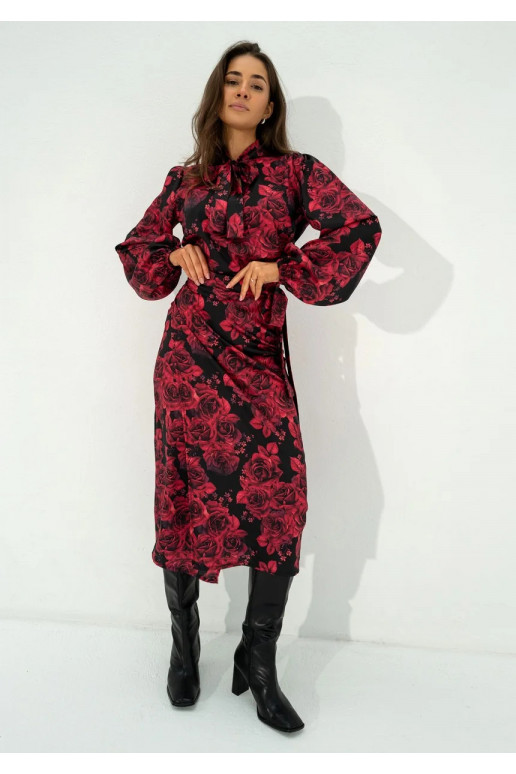 Kinsley - bordo spalvos margas sijonas