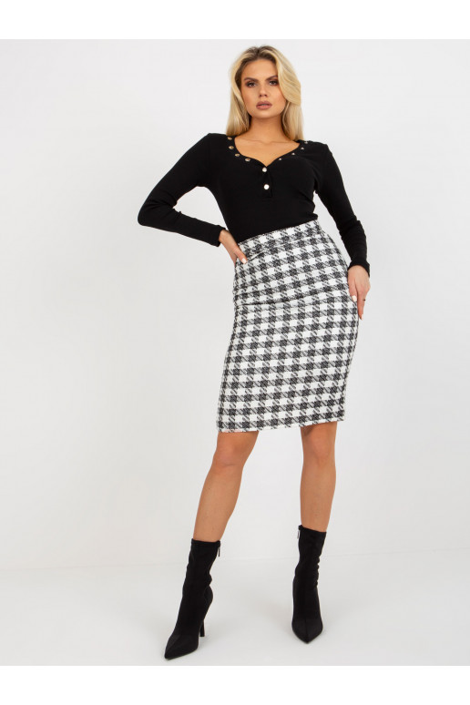 Languotas sijonas juodai baltas Tweed