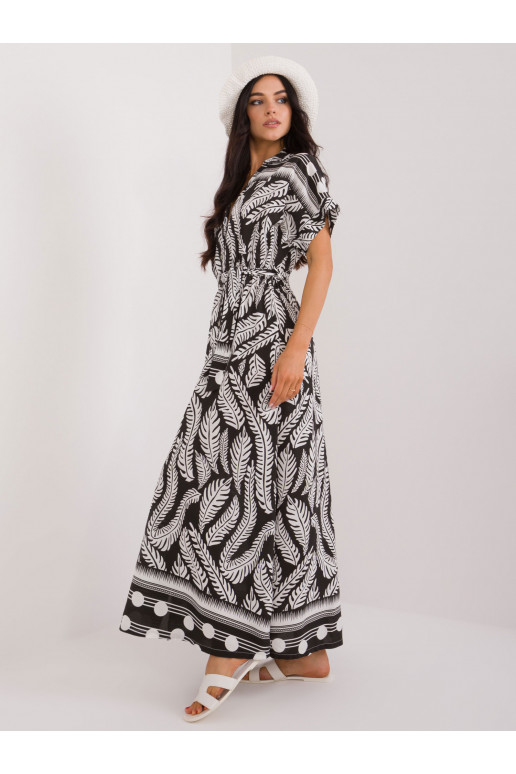 Suknelė su augalų raštais juodos spalvos