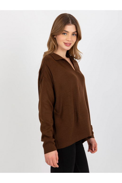 Tamsiai rudas oversize megztinis su...