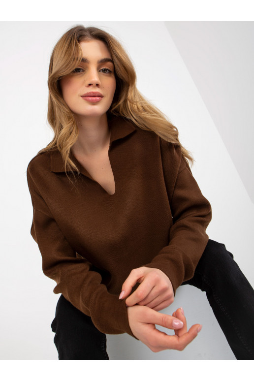 Tamsiai rudas oversize megztinis su...