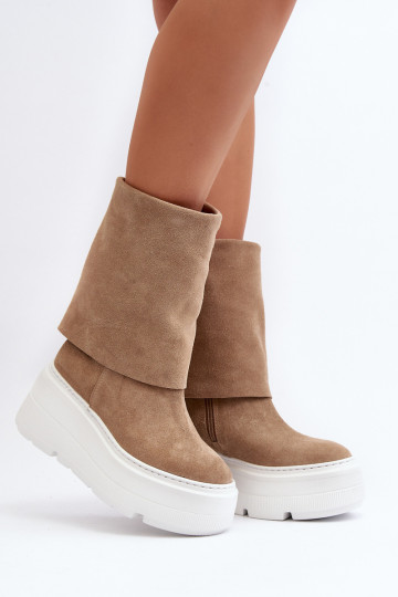 Zazoo 3410 iš zomšos Moteriškos Aulinukai su platforma smėlio spalvos 2