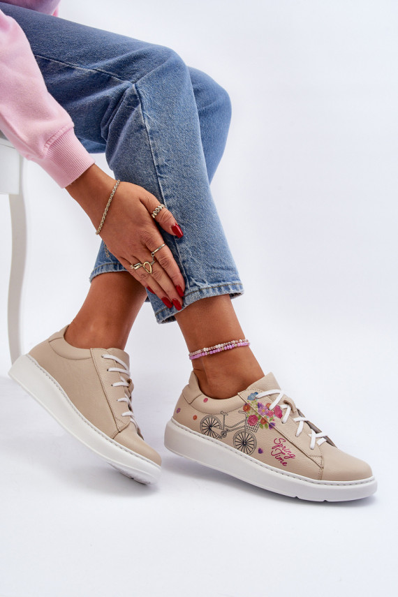 Zazoo 024/TAMARA Moteriškos Sneakers modelio batai Oda smėlio spalvos