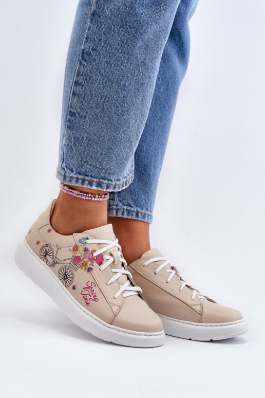 Zazoo 024/TAMARA Moteriškos Sneakers modelio batai Oda smėlio spalvos