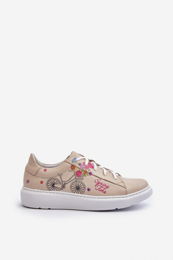 Zazoo 024/TAMARA Moteriškos Sneakers modelio batai Oda smėlio spalvos