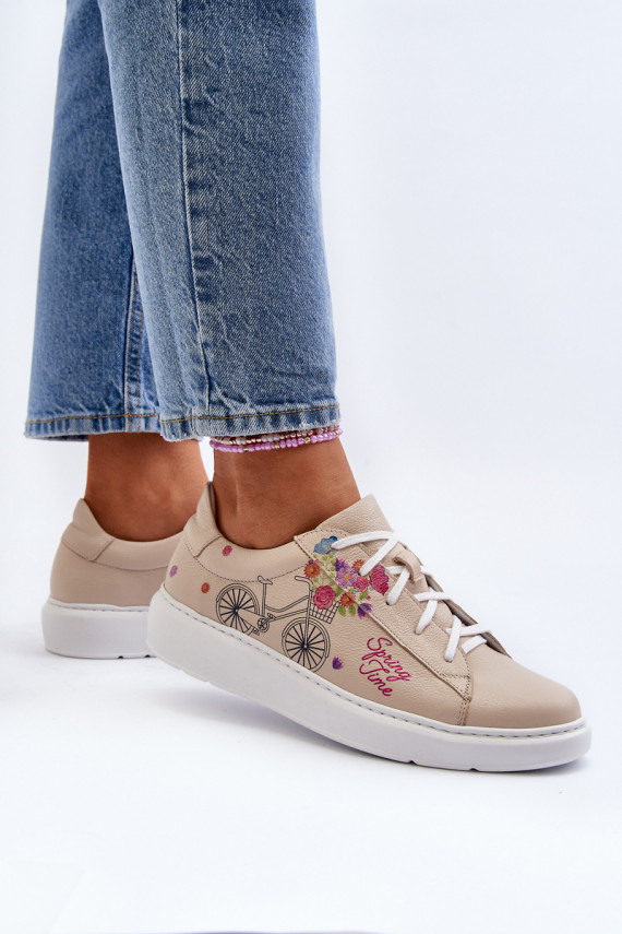 Zazoo 024/TAMARA Moteriškos Sneakers modelio batai Oda smėlio spalvos