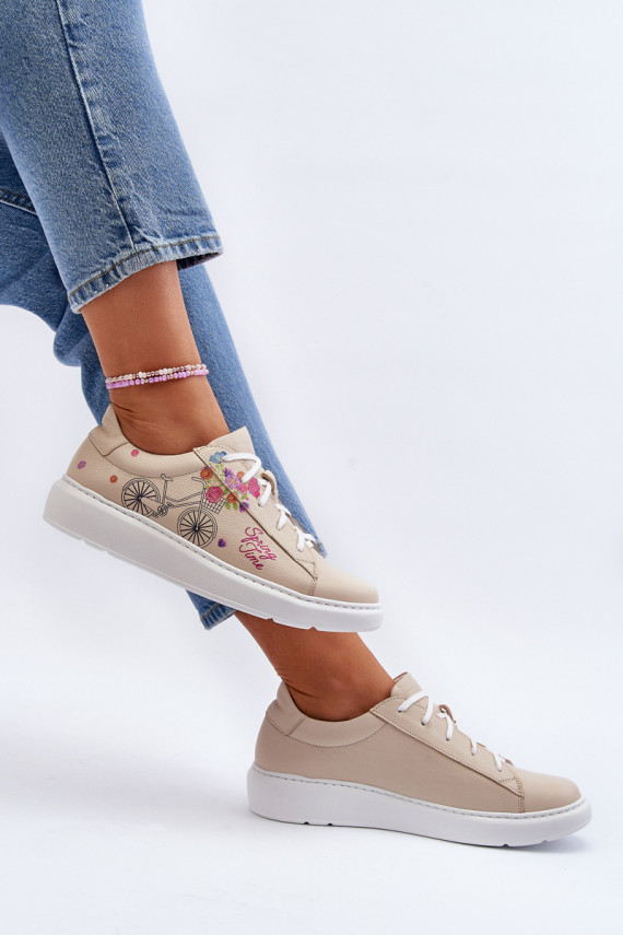 Zazoo 024/TAMARA Moteriškos Sneakers modelio batai Oda smėlio spalvos