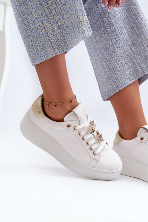 Oda Sneakers modelio batai Moteriškos su platforma Z Przypinkami D&A SN67 baltos spalvos