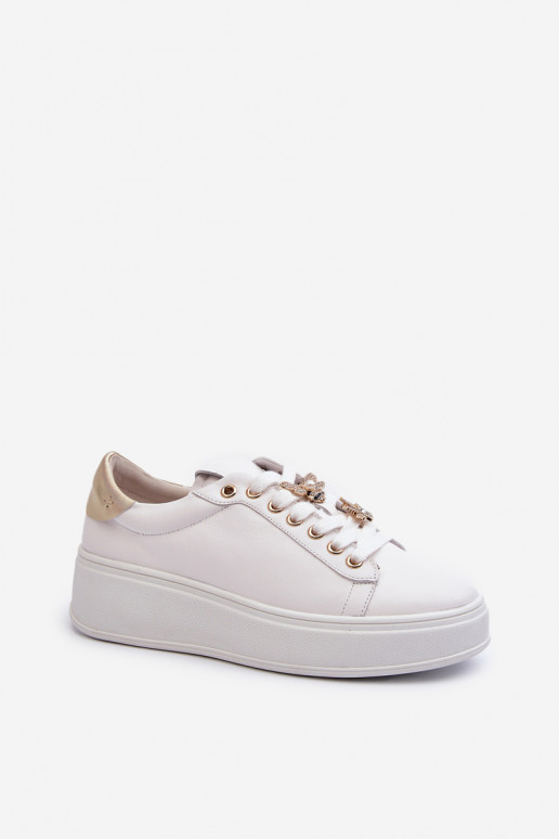 Oda Sneakers modelio batai Moteriškos su platforma Z Przypinkami D&A SN67 baltos spalvos