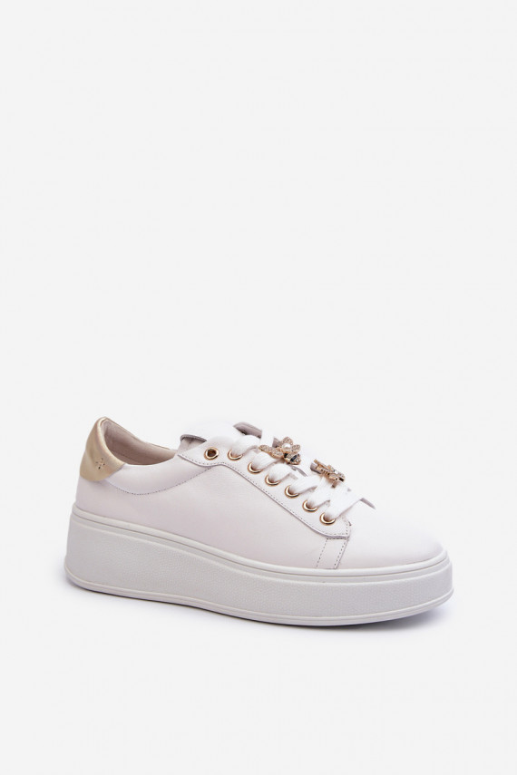 Oda Sneakers modelio batai Moteriškos su platforma Z Przypinkami D&A SN67 baltos spalvos